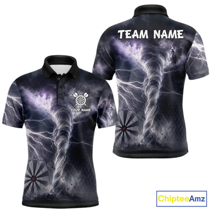 Personalized Thunder Lightning Tornado Darts Shirts For Men Custom Darts Team Jersey Polo, 1/4 Zip TDM7442