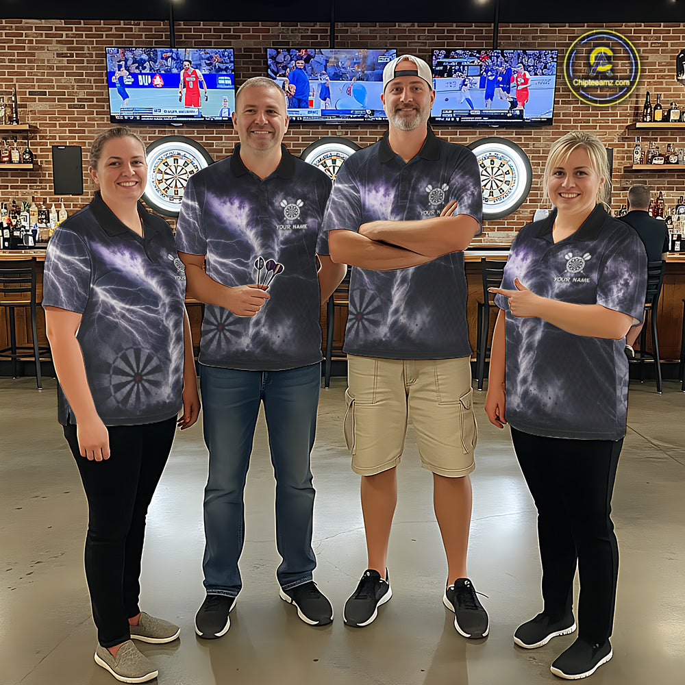 Personalized Thunder Lightning Tornado Darts Shirts For Men Custom Darts Team Jersey Polo, 1/4 Zip TDM7442