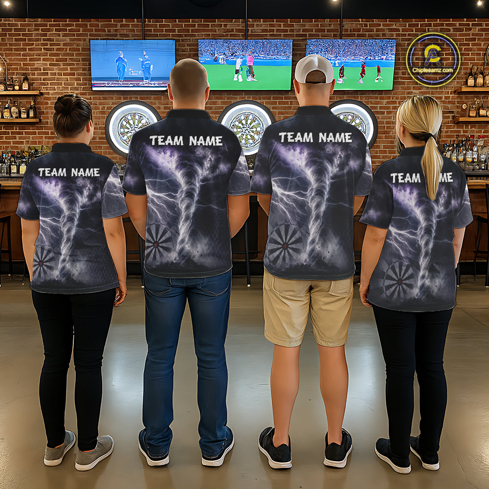Personalized Thunder Lightning Tornado Darts Shirts For Men Custom Darts Team Jersey Polo, 1/4 Zip TDM7442