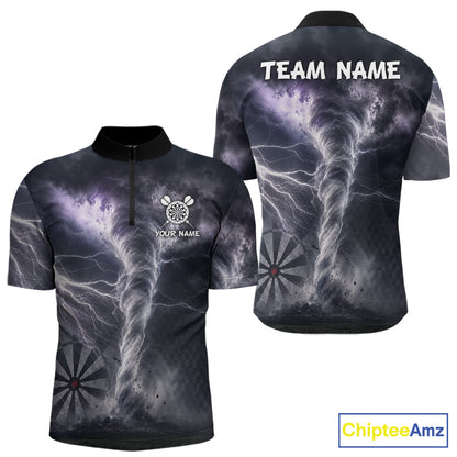 Personalized Thunder Lightning Tornado Darts Shirts For Men Custom Darts Team Jersey Polo, 1/4 Zip TDM7442
