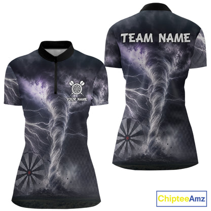 Personalized Thunder Lightning Tornado Darts Shirts For Women Custom Darts Team Jersey Polo, 1/4 Zip TDM7442