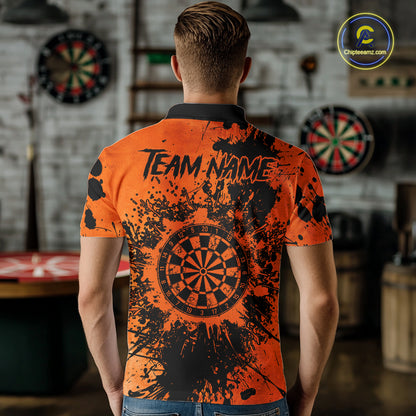 Black And Orange Grunge Men's Darts Shirts Custom Darts League Team Jersey Polo & Quarter Zip TDM7752
