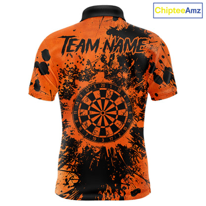Black And Orange Grunge Men's Darts Shirts Custom Darts League Team Jersey Polo & Quarter Zip TDM7752