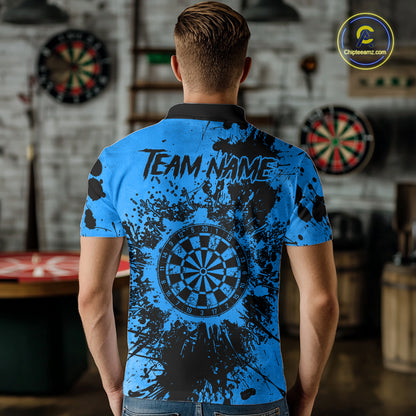 Black And Blue Grunge Men's Darts Shirts Custom Darts League Team Jersey Polo & Quarter Zip TDM7753