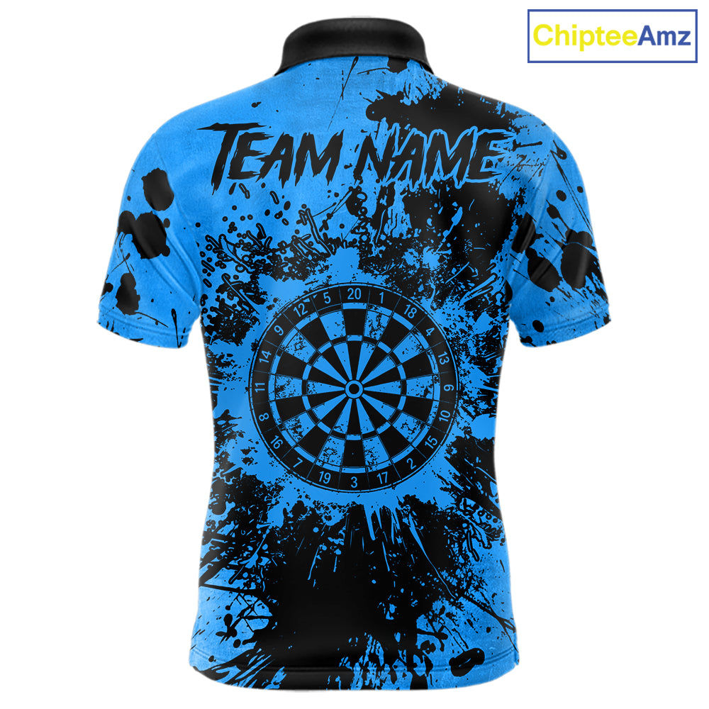 Black And Blue Grunge Men's Darts Shirts Custom Darts League Team Jersey Polo & Quarter Zip TDM7753