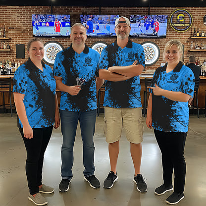 Black And Blue Grunge Men's Darts Shirts Custom Darts League Team Jersey Polo & Quarter Zip TDM7753
