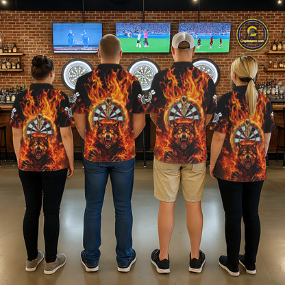 Personalized Orange Flaming Wolf Darts Shirt For Men Custom Fire Darts Jersey Team Polo & 1/4 Zip TDM7755