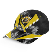Load image into Gallery viewer, Personalized Black Yellow Smoke Darts Hat Gift For Player, 3D Printed Baseball Darts Caps TDM2898