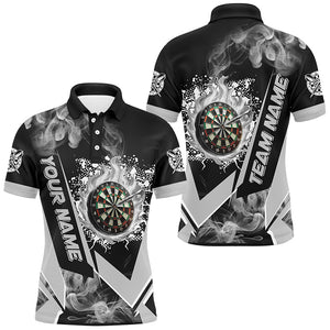 Personalized Dartboard Fire Flame Smoke Custom Dart Shirts For Men, Darts Team Jerseys | Grey TDM2899