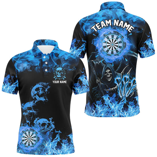 Fire Flame Darts Board Custom Skull Dart Shirts For Men, Grim Reaper  Dart Jerseys | Blue TDM2903