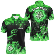 Load image into Gallery viewer, Fire Flame Darts Board Custom Skull Dart Shirts For Men, Death Skeleton Scary Dart Jerseys | Green TDM2904