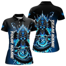 Load image into Gallery viewer, Personalized Blue Glowing Dragon Billiard Shirts For Women Custom 8 Ball Team League Billiard Jersey TDM3149