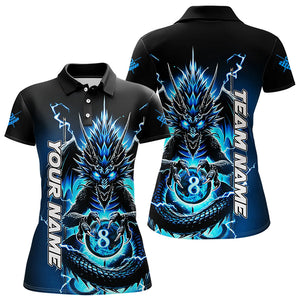 Personalized Blue Glowing Dragon Billiard Shirts For Women Custom 8 Ball Team League Billiard Jersey TDM3149