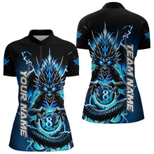 Load image into Gallery viewer, Personalized Blue Glowing Dragon Billiard Shirts For Women Custom 8 Ball Team League Billiard Jersey TDM3149