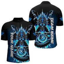 Load image into Gallery viewer, Personalized Blue Glowing Dragon Billiard Shirts For Men Custom 8 Ball Team League Billiard Jersey TDM3149