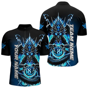 Personalized Blue Glowing Dragon Billiard Shirts For Men Custom 8 Ball Team League Billiard Jersey TDM3149