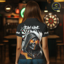 Load image into Gallery viewer, Personalized Grim Reaper Fire Dart Shirts For Women Custom Skull Dart Jersey Polo &amp; 1/4 Zip |White TDM5369