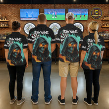 Load image into Gallery viewer, Personalized Grim Reaper Fire Dart Shirts For Women Custom Skull Dart Jersey Polo &amp; 1/4 Zip |Turquoise TDM5370
