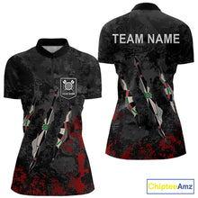Load image into Gallery viewer, Custom Red Black Grunge Dart Shirts With Pocket Option For Women, Darts Jersey TDM5371