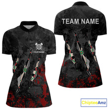 Load image into Gallery viewer, Custom Red Black Grunge Dart Shirts With Pocket Option For Women, Darts Jersey TDM5371