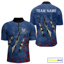 Load image into Gallery viewer, Custom Blue Red Grunge Dart Shirts With Pocket Option For Men, Darts Jersey TDM5372
