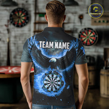 Load image into Gallery viewer, Personalized Fire Flame Blue Dartboard Eagle Dart Shirts For Men, Darts League Team Jerseys TDM5373