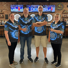 Load image into Gallery viewer, Personalized Fire Flame Blue Dartboard Eagle Dart Shirts For Women, Darts League Team Jerseys TDM5373