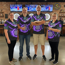 Load image into Gallery viewer, Personalized Fire Flame Purple Dartboard Eagle Dart Shirts For Women, Darts League Team Jerseys TDM5374