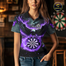 Load image into Gallery viewer, Personalized Fire Flame Purple Dartboard Eagle Dart Shirts For Women, Darts League Team Jerseys TDM5374