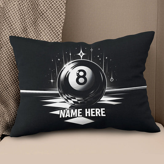 Billiard 8 Ball Pool Custom Name Black Pillow Best Billiard Pillow Gifts TDM0873