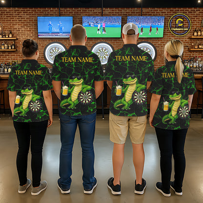 Black And Green Funny Alligator Darts Shirt For Men Custom Lightning Darts Team Jersey Outfit TDM5873