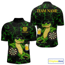 Load image into Gallery viewer, Black And Green Funny Alligator Darts Shirt For Men Custom Lightning Darts Team Jersey Outfit TDM5873