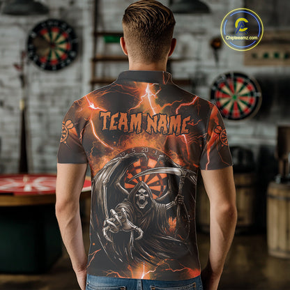 Orange Grim Reaper Dart Shirt With Pocket Option For Men Custom Dart Jersey TDM3962