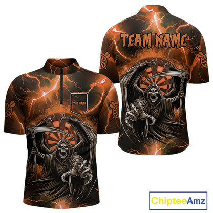 Orange Grim Reaper Dart Shirt With Pocket Option For Men Custom Dart Jersey TDM3962