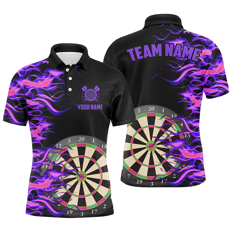 Purple Fire Flame Dart Board 3D Printed Men Darts Shirts Custom Team Name Darts Jerseys Uniform TDM1739