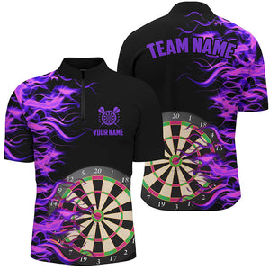 Purple Fire Flame Dart Board 3D Printed Men Darts Shirts Custom Team Name Darts Jerseys Uniform TDM1739