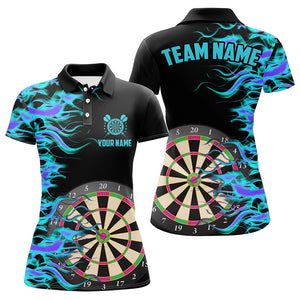 Turquoise Fire Flame Dart Board 3D Printed Women Darts Shirts Custom Team Name Darts Jerseys Uniform TDM1740