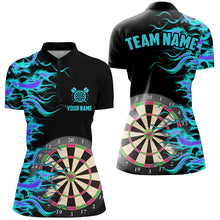 Load image into Gallery viewer, Turquoise Fire Flame Dart Board 3D Printed Women Darts Shirts Custom Team Name Darts Jerseys Uniform TDM1740