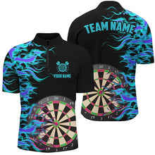 Load image into Gallery viewer, Turquoise Fire Flame Dart Board 3D Printed Men Darts Shirts Custom Team Name Darts Jerseys Uniform TDM1740