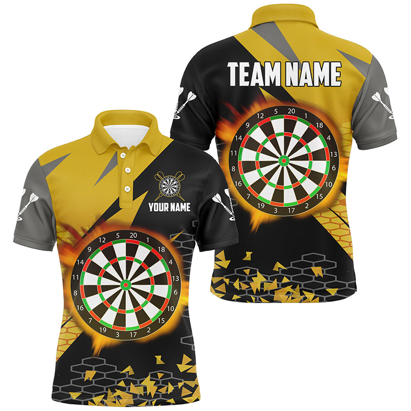 Personalized 3D Darts Board Men Polo & Quarter-Zip Shirts Custom Yellow Darts Team Jerseys Attire TDM1741