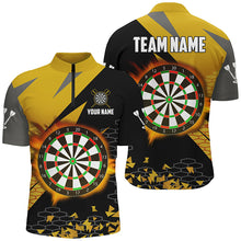 Load image into Gallery viewer, Personalized 3D Darts Board Men Polo &amp; Quarter-Zip Shirts Custom Yellow Darts Team Jerseys Attire TDM1741