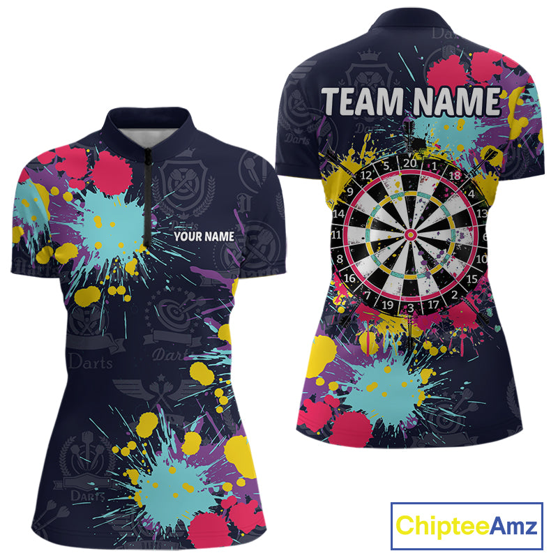 Colorful Paint Custom Dart Shirt With Pocket Option For Women, Darts Jersey TDM4133