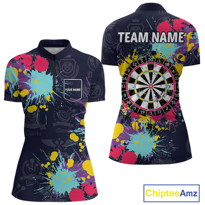 Colorful Paint Custom Dart Shirt With Pocket Option For Women, Darts Jersey TDM4133