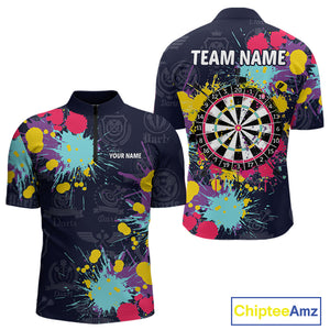 Colorful Paint Custom Dart Shirt With Pocket Option For Men, Darts Jersey TDM4133