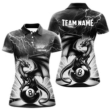 Load image into Gallery viewer, Lightning Thunder Dragon Custom Black 8 Ball Pool Shirts For Women, Billiard Team League Jerseys TDM2431