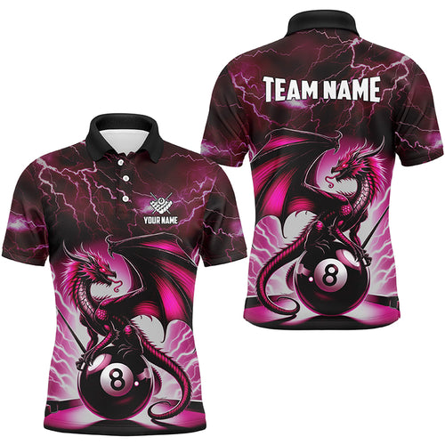 Lightning Thunder Dragon Custom Pink 8 Ball Pool Shirts For Men, Billiard Team League Jerseys TDM2432