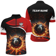 Load image into Gallery viewer, Personalized Red 8 Ball Pool Crack Flame Men Billiard Jerseys, Team League Billiard Team Shirts TDM2438