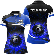 Load image into Gallery viewer, Personalized Blue 8 Ball Pool Crack Flame Women Billiard Jerseys, Team League Billiard Team Shirts TDM2439