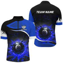 Load image into Gallery viewer, Personalized Blue 8 Ball Pool Crack Flame Men Billiard Jerseys, Team League Billiard Team Shirts TDM2439