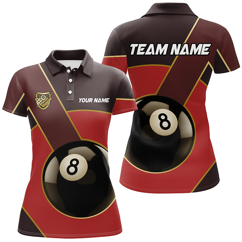 Best Custom 8 Ball Pool Billiard Jerseys For Women, Personalized Billiard Tournament Team Shirts |Red TDM2441